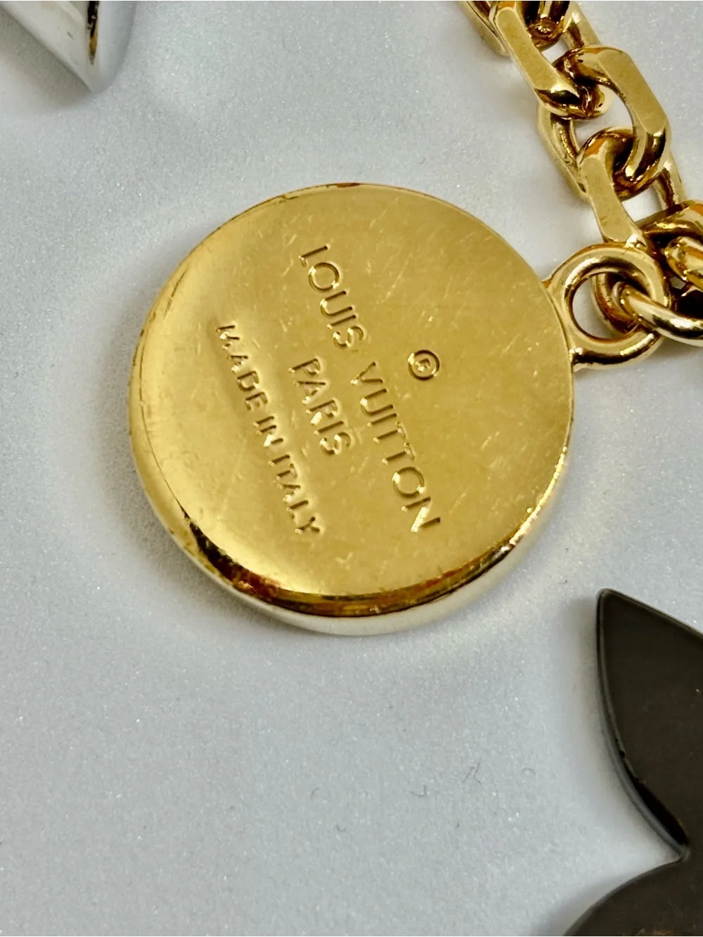 Louis Vuitton Gold & Black Monogram Charm Key Holder